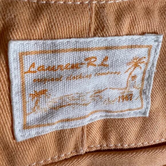 Lauren Ralph Lauren Chino Shorts Orange Mid Rise Zip Front Size 10 - Picture 6 of 6